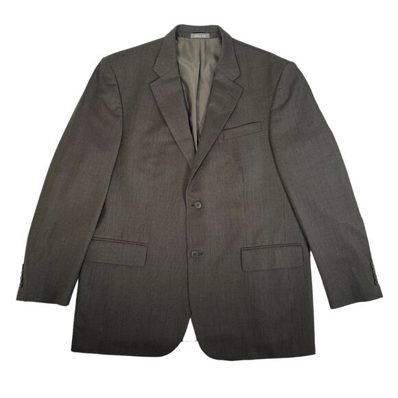 Oscar De La Renta Men Suit Jacket Mens 46L Brown Black Houndstooth Wool Blazer - Picture 1 of 5